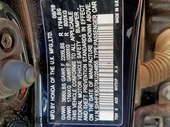 ✅ 2019 Honda Civic Type R Touring • VIN: SHHFK8G70KU204855 • Лот: 66613635. Опубликован ранее на Copart с пробегом 61 680 миль. Бесплатный доступ к архиву аукционных продаж из США и подробный отчёт об истории автомобиля на DreamBid. Изображение 12.