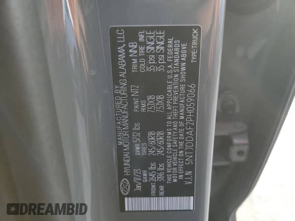 2023 Hyundai Santa Cruz SEL Premium с VIN 5NTJDDAF2PH059066, выставлен на аукционе Copart как лот 89060435 с пробегом 16 776 миль миль и Списание • Salvage title. История ставок и продаж доступна на DreamBid. Изображение 14.