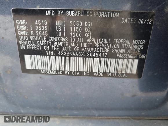 ✅ 2018 Subaru Legacy • VIN: 4S3BNAA6XJ3045417 • Lot: 43373861. Wystawiony na IAAI z przebiegiem 195 840 mil. Bezpłatny archiwum sprzedaży aukcyjnych z USA i szczegółowy raport historii pojazdu na DreamBid. Zdjęcie 9.