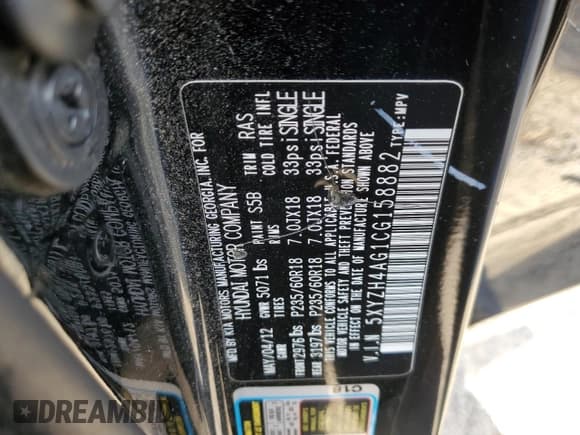 ✅ 2012 Hyundai Santa Fe SE • VIN: 5XYZH4AG1CG158882 • Lot: 82795534. Listed on Copart with 155,903 mi. Free auction sales archive from the USA and detailed vehicle history report at DreamBid. Image 13.