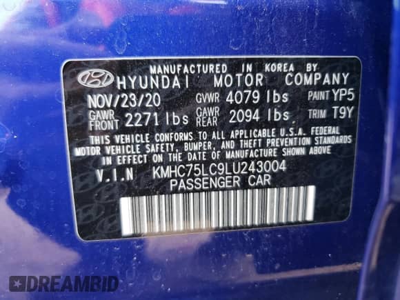 2020 Hyundai Ioniq SE с VIN KMHC75LC9LU243004, выставлен на аукционе Copart как лот 72604124 с пробегом 63 517 миль миль и Списание • Salvage title. История ставок и продаж доступна на DreamBid. Изображение 12.