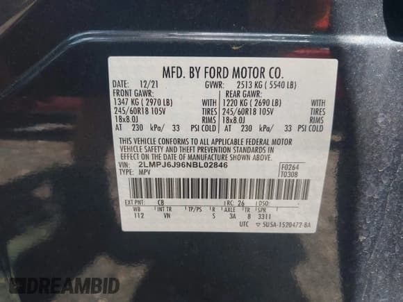 ✅ 2022 Lincoln Nautilus Standard • VIN: 2LMPJ6J96NBL02846 • Лот: 42503227. Опубликован ранее на IAAI с пробегом 47 258 миль. Бесплатный доступ к архиву аукционных продаж из США и подробный отчёт об истории автомобиля на DreamBid. Изображение 9.