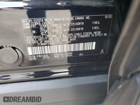 ✅ 2024 Toyota RAV4 Hybrid XLE Premium • VIN: 2T3B6RFV3RW053752 • Lot: 59369745. Wystawiony na Copart z przebiegiem 8 356 mil. Bezpłatny archiwum sprzedaży aukcyjnych z USA i szczegółowy raport historii pojazdu na DreamBid. Zdjęcie 13.