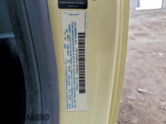 ✅ 2004 Volkswagen Beetle GLS • VIN: 3VWCM31Y54M321457 • Lot: 94082295. Listed on Copart with 97,472 mi. Free auction sales archive from the USA and detailed vehicle history report at DreamBid. Image 12.