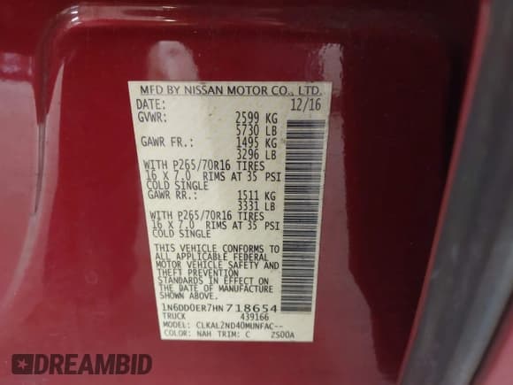 ✅ 2017 Nissan Frontier SV • VIN: 1N6DD0ER7HN718654 • Lot: 43447412. Wystawiony na IAAI z przebiegiem 170 144 mil. Bezpłatny archiwum sprzedaży aukcyjnych z USA i szczegółowy raport historii pojazdu na DreamBid. Zdjęcie 9.