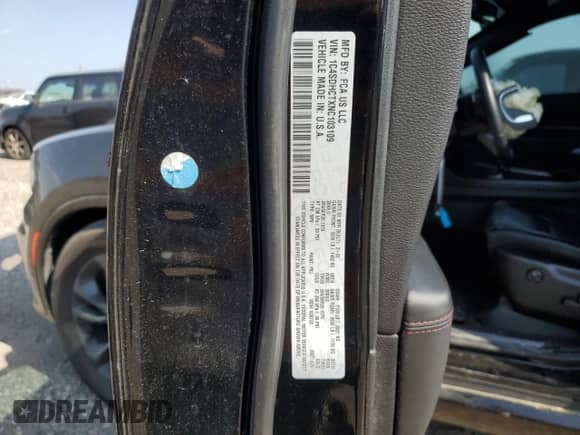 2022 Dodge Durango R/T with VIN 1C4SDHCTXNC103109, listed as a Copart auction lot 53289255 with 56,685 mi miles and Salvage title. Bid and sale history available at DreamBid. Image 13.