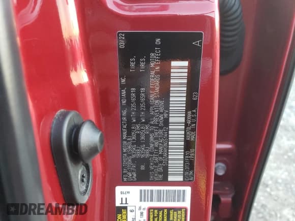 ✅ 2022 Toyota Highlander Hybrid LE • VIN: 5TDZARAH3NS514412 • Lot: 91623185. Listed on Copart with 169,668 mi. Free auction sales archive from the USA and detailed vehicle history report at DreamBid. Image 13.