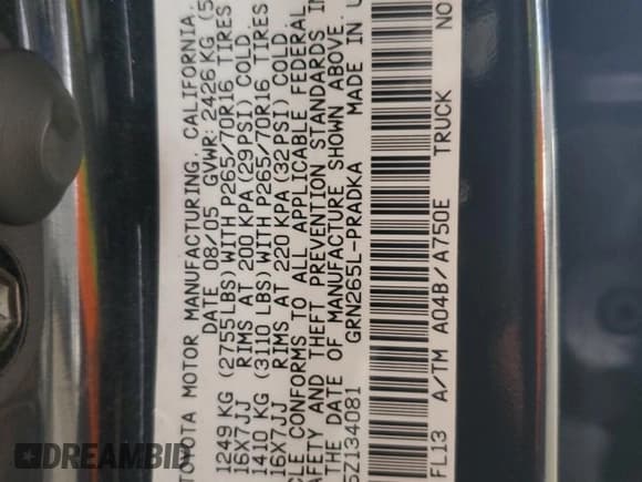 ✅ 2005 Toyota Tacoma PreRunner • VIN: 5TEJU62N95Z134081 • Лот: 91650195. Опубликован ранее на Copart с пробегом 202 861 миль. Бесплатный доступ к архиву аукционных продаж из США и подробный отчёт об истории автомобиля на DreamBid. Изображение 13.