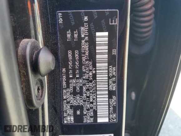 ✅ 2020 Toyota 4Runner Nightshade • VIN: JTEBU5JR2L5767875 • Lot: 85653545. Listed on Copart with 75,132 mi. Free auction sales archive from the USA and detailed vehicle history report at DreamBid. Image 14.