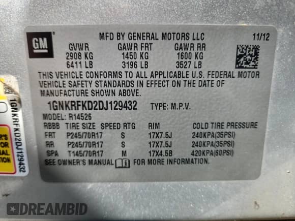 2013 Chevrolet Traverse LS с VIN 1GNKRFKD2DJ129432, выставлен на аукционе Copart как лот 80570435 с пробегом 203 660 миль миль и Списание • Salvage title. История ставок и продаж доступна на DreamBid. Изображение 13.