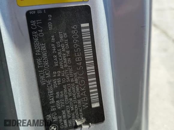 ✅ 2011 BMW 3 Series 335i • VIN: WBAKG7C54BE599086 • Лот: 67651255. Опубликован ранее на Copart с пробегом 187 049 миль. Бесплатный доступ к архиву аукционных продаж из США и подробный отчёт об истории автомобиля на DreamBid. Изображение 12.