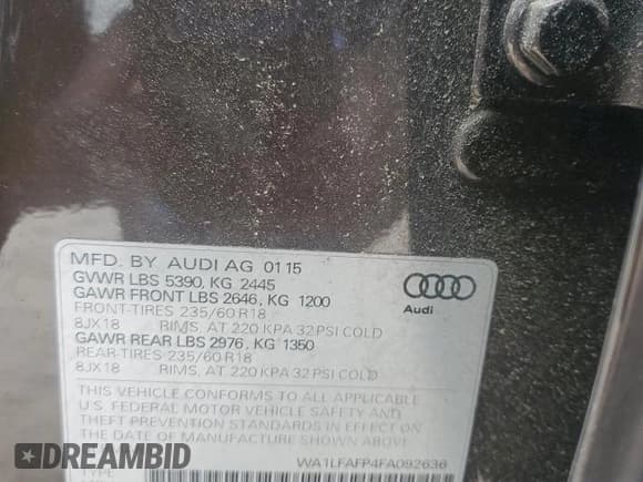 ✅ 2015 Audi Q5 Premium Plus • VIN: WA1LFAFP4FA092636 • Lot: 90357965. Wystawiony na Copart z przebiegiem 145 742 mil. Bezpłatny archiwum sprzedaży aukcyjnych z USA i szczegółowy raport historii pojazdu na DreamBid. Zdjęcie 13.