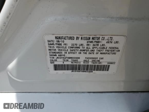 ✅ 2011 Infiniti G25 • VIN: JN1DV6AP9BM600998 • Лот: 62157575. Опубликован ранее на Copart с пробегом 198 410 миль. Бесплатный доступ к архиву аукционных продаж из США и подробный отчёт об истории автомобиля на DreamBid. Изображение 12.