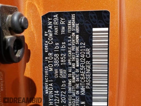 ✅ 2015 Hyundai Veloster Turbo • VIN: KMHTC6AE5FU240112 • Lot: 54436233. Wystawiony na Copart z przebiegiem 69 794 mil. Bezpłatny archiwum sprzedaży aukcyjnych z USA i szczegółowy raport historii pojazdu na DreamBid. Zdjęcie 12.