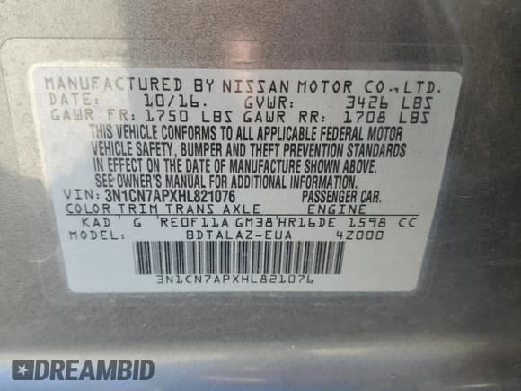 ✅ 2017 Nissan Versa SV • VIN: 3N1CN7APXHL821076 • Lot: 66227805. Wystawiony na Copart z przebiegiem 68 224 mil. Bezpłatny archiwum sprzedaży aukcyjnych z USA i szczegółowy raport historii pojazdu na DreamBid. Zdjęcie 12.