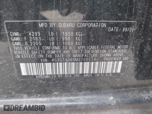 ✅ 2021 Subaru Impreza • VIN: 4S3GTAB60M3700537 • Lot: 42277711. Listed on IAAI with 108,216 mi. Free auction sales archive from the USA and detailed vehicle history report at DreamBid. Image 9.