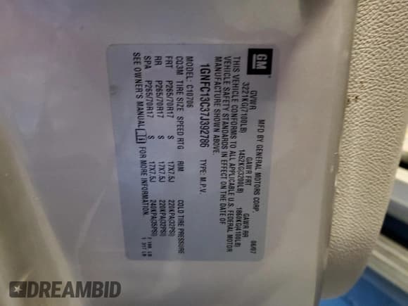 ✅ 2007 Chevrolet Tahoe LS • VIN: 1GNFC13C37J392786 • Lot: 81931635. Listed on Copart with 179,423 mi. Free auction sales archive from the USA and detailed vehicle history report at DreamBid. Image 14.