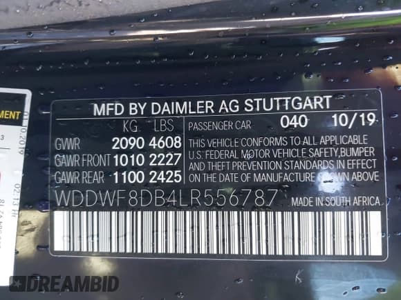 ✅ 2020 Mercedes-Benz C 300 • VIN: WDDWF8DB4LR556787 • Lot: 43571008. Listed on IAAI with 74,842 mi. Free auction sales archive from the USA and detailed vehicle history report at DreamBid. Image 9.