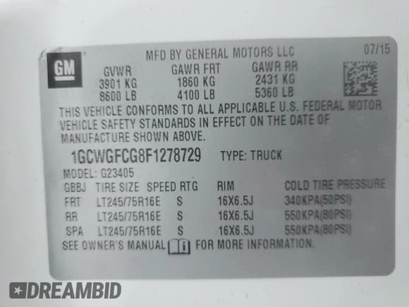 ✅ 2015 Chevrolet Express Cargo • VIN: 1GCWGFCG8F1278729 • Lot: 77221134. Listed on Copart with 144,578 mi. Free auction sales archive from the USA and detailed vehicle history report at DreamBid. Image 13.