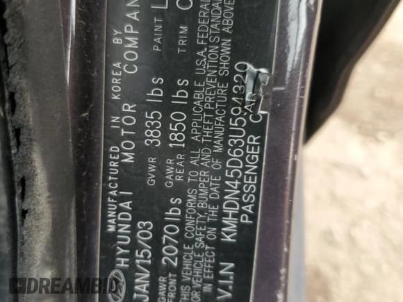 ✅ 2003 Hyundai Elantra GLS • VIN: KMHDN45D63U594320 • Lot: 58742565. Wystawiony na Copart z przebiegiem 163 772 mil. Bezpłatny archiwum sprzedaży aukcyjnych z USA i szczegółowy raport historii pojazdu na DreamBid. Zdjęcie 12.