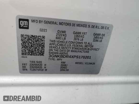 ✅ 2023 Chevrolet Blazer LT • VIN: 3GNKBDR4XPS170201 • Lot: 81437835. Listed on Copart with 31,062 mi. Free auction sales archive from the USA and detailed vehicle history report at DreamBid. Image 13.