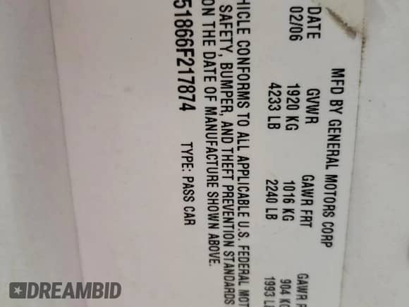 2006 Chevrolet Malibu 2LT z VIN 1G1ZT51866F217874, wystawiony jako Copart lot #69034264 z przebiegiem 43 656 mil mil oraz Szkoda całkowita • Salvage title. Historia ofert i sprzedaży dostępna na DreamBid. Obrazek 12.