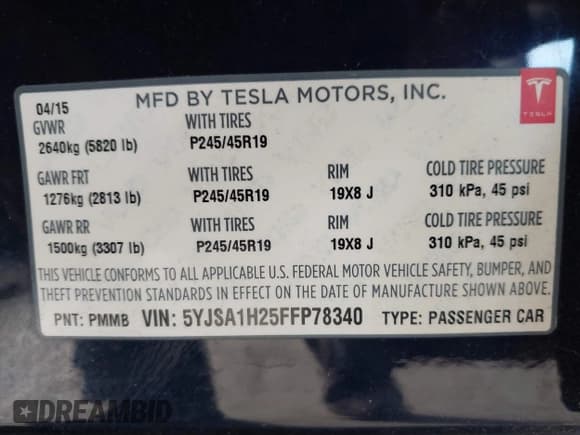 ✅ 2015 Tesla Model S 85D • VIN: 5YJSA1H25FFP78340 • Лот: 43665696. Опубликован ранее на IAAI с пробегом 75 799 миль. Бесплатный доступ к архиву аукционных продаж из США и подробный отчёт об истории автомобиля на DreamBid. Изображение 9.