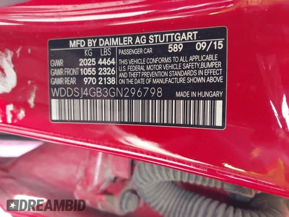 ✅ 2016 Mercedes-Benz CLA 250 • VIN: WDDSJ4GB3GN296798 • Lot: 43388335. Listed on IAAI with 83,234 mi. Free auction sales archive from the USA and detailed vehicle history report at DreamBid. Image 9.