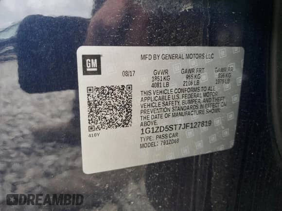 2018 Chevrolet Malibu LT z VIN 1G1ZD5ST7JF127819, wystawiony jako Copart lot #55830375 z przebiegiem 190 033 mil mil oraz Szkoda całkowita • Salvage title. Historia ofert i sprzedaży dostępna na DreamBid. Obrazek 13.