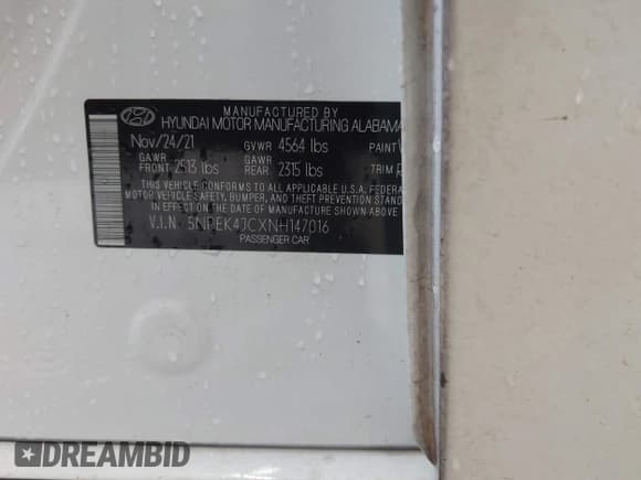 ✅ 2022 Hyundai Sonata N Line Night Edition • VIN: 5NPEK4JCXNH147016 • Lot: 42916189. Listed on IAAI with 30,000 mi. Free auction sales archive from the USA and detailed vehicle history report at DreamBid. Image 9.