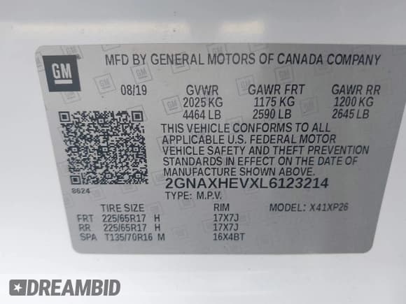 ✅ 2020 Chevrolet Equinox LS • VIN: 2GNAXHEVXL6123214 • Лот: 42833840. Опубликован ранее на IAAI с пробегом 51 020 миль. Бесплатный доступ к архиву аукционных продаж из США и подробный отчёт об истории автомобиля на DreamBid. Изображение 9.