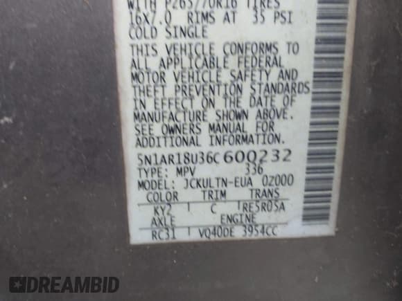 ✅ 2006 Nissan Pathfinder SE • VIN: 5N1AR18U36C600232 • Lot: 41570369. Listed on IAAI with 263,910 mi. Free auction sales archive from the USA and detailed vehicle history report at DreamBid. Image 9.
