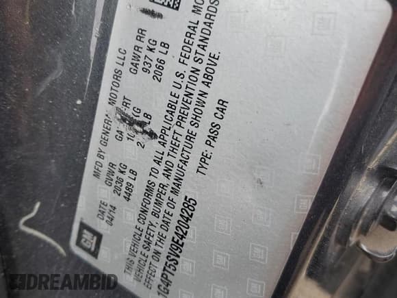 ✅ 2014 Buick Verano Premium Group • VIN: 1G4PT5SV9E4204285 • Lot: 64776205. Listed on Copart with 196,957 mi. Free auction sales archive from the USA and detailed vehicle history report at DreamBid. Image 12.