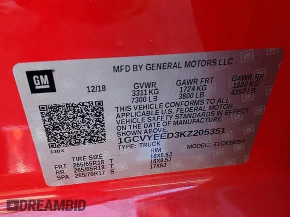 ✅ 2019 Chevrolet Silverado 1500 • VIN: 1GCVYEED3KZ205351 • Лот: 49138435. Опубликован ранее на Copart с пробегом 129 008 миль. Бесплатный доступ к архиву аукционных продаж из США и подробный отчёт об истории автомобиля на DreamBid. Изображение 12.