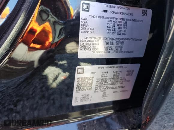 ✅ 2022 Chevrolet Silverado 1500 LT • VIN: 1GCPWCEK6NZ222943 • Lot: 45353795. Listed on Copart with 19,172 mi. Free auction sales archive from the USA and detailed vehicle history report at DreamBid. Image 13.