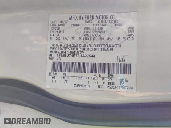 ✅ 2008 Ford Explorer Eddie Bauer • VIN: 1FMEU74E78UA27544 • Lot: 43569229. Wystawiony na IAAI z przebiegiem 111 734 mil. Bezpłatny archiwum sprzedaży aukcyjnych z USA i szczegółowy raport historii pojazdu na DreamBid. Zdjęcie 9.