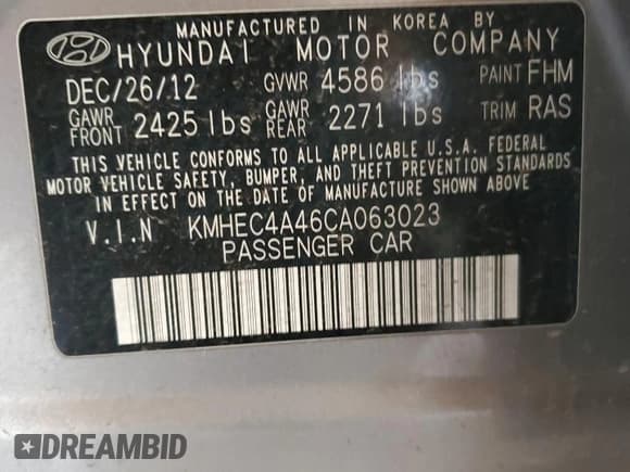 ✅ 2012 Hyundai Sonata Hybrid • VIN: KMHEC4A46CA063023 • Lot: 92126275. Wystawiony na Copart z przebiegiem 127 683 mil. Bezpłatny archiwum sprzedaży aukcyjnych z USA i szczegółowy raport historii pojazdu na DreamBid. Zdjęcie 12.