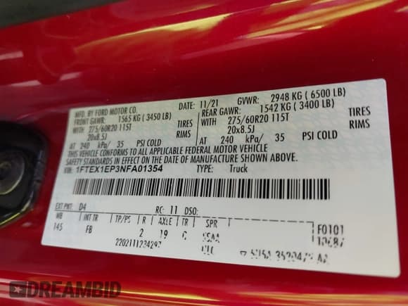 ✅ 2022 Ford F-150 XLT • VIN: 1FTEX1EP3NFA01354 • Lot: 43340407. Wystawiony na IAAI z przebiegiem 97 062 mil. Bezpłatny archiwum sprzedaży aukcyjnych z USA i szczegółowy raport historii pojazdu na DreamBid. Zdjęcie 9.