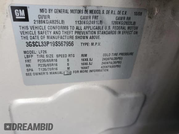 ✅ 2009 Saturn VUE XE • VIN: 3GSCL33P19S567956 • Лот: 81861445. Опубликован ранее на Copart с пробегом 118 330 миль. Бесплатный доступ к архиву аукционных продаж из США и подробный отчёт об истории автомобиля на DreamBid. Изображение 13.