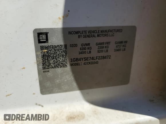 ✅ 2020 Chevrolet Silverado 3500 • VIN: 1GB4YSE74LF228472 • Lot: 77449544. Listed on Copart with 45,810 mi. Free auction sales archive from the USA and detailed vehicle history report at DreamBid. Image 13.