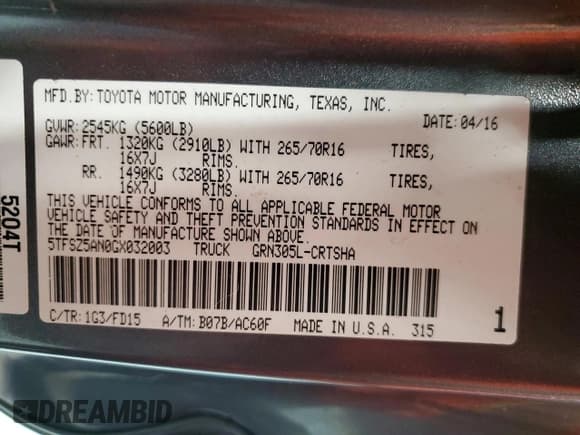 ✅ 2016 Toyota Tacoma SR5 • VIN: 5TFSZ5AN0GX032003 • Лот: 93879265. Опубликован ранее на Copart с пробегом 225 861 миль. Бесплатный доступ к архиву аукционных продаж из США и подробный отчёт об истории автомобиля на DreamBid. Изображение 12.