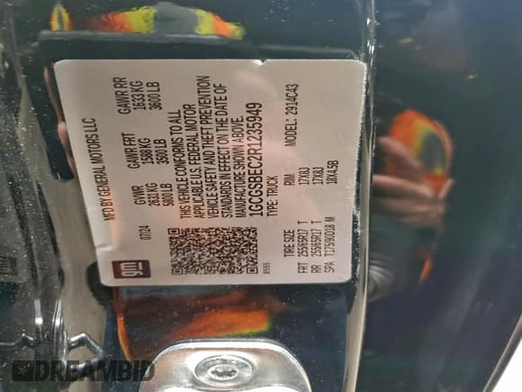 ✅ 2024 Chevrolet Colorado 2WD Work Truck • VIN: 1GCGSBEC2R1235949 • Lot: 94358115. Listed on Copart with 21,989 mi. Free auction sales archive from the USA and detailed vehicle history report at DreamBid. Image 13.