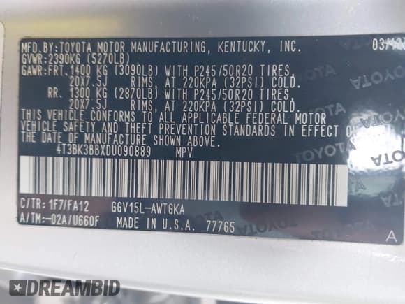 ✅ 2013 Toyota Venza LE • VIN: 4T3BK3BBXDU090889 • Lot: 42958422. Wystawiony na IAAI z przebiegiem 155 950 mil. Bezpłatny archiwum sprzedaży aukcyjnych z USA i szczegółowy raport historii pojazdu na DreamBid. Zdjęcie 9.