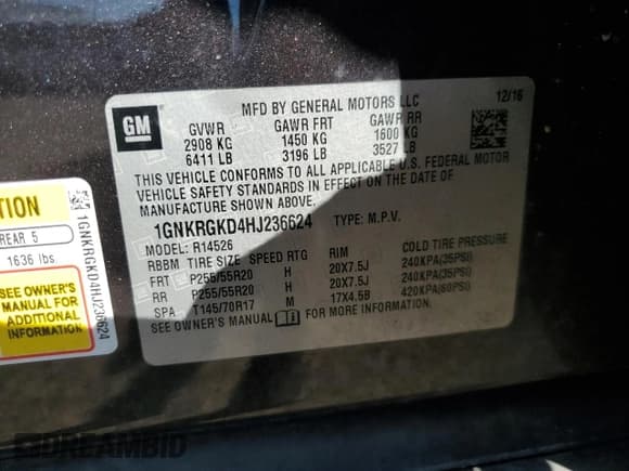 ✅ 2017 Chevrolet Traverse LT • VIN: 1GNKRGKD4HJ236624 • Лот: 71870725. Опубликован ранее на Copart с пробегом Не указан. Бесплатный доступ к архиву аукционных продаж из США и подробный отчёт об истории автомобиля на DreamBid. Изображение 13.