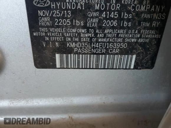 ✅ 2014 Hyundai Elantra • VIN: KMHD35LH4EU163950 • Lot: 90672275. Listed on Copart with 146,336 mi. Free auction sales archive from the USA and detailed vehicle history report at DreamBid. Image 12.