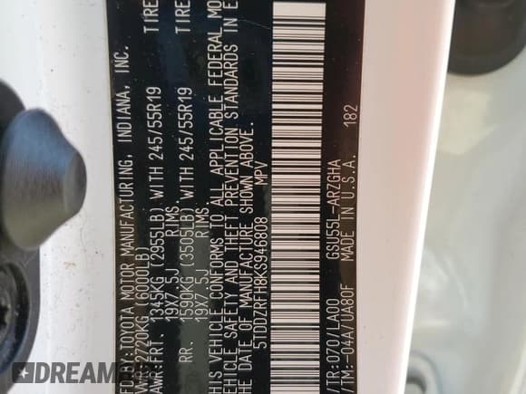 ✅ 2019 Toyota Highlander Limited Platinum • VIN: 5TDDZRFH8KS946808 • Lot: 86895885. Wystawiony na Copart z przebiegiem 96 741 mil. Bezpłatny archiwum sprzedaży aukcyjnych z USA i szczegółowy raport historii pojazdu na DreamBid. Zdjęcie 14.