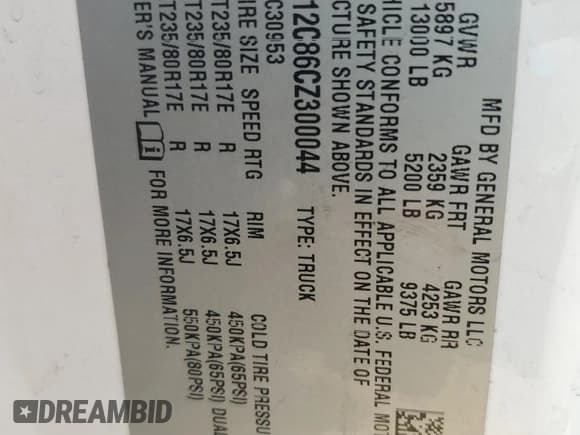 ✅ 2012 GMC Sierra 1500 • VIN: 1GT512C86CZ300044 • Lot: 57880595. Listed on Copart with 545,837 mi. Free auction sales archive from the USA and detailed vehicle history report at DreamBid. Image 12.