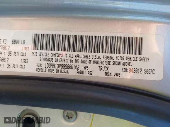✅ 2009 Dodge 1500 TRX • VIN: 1D3HB13P99S806102 • Lot: 41361469. Wystawiony na IAAI z przebiegiem 205 577 mil. Bezpłatny archiwum sprzedaży aukcyjnych z USA i szczegółowy raport historii pojazdu na DreamBid. Zdjęcie 9.