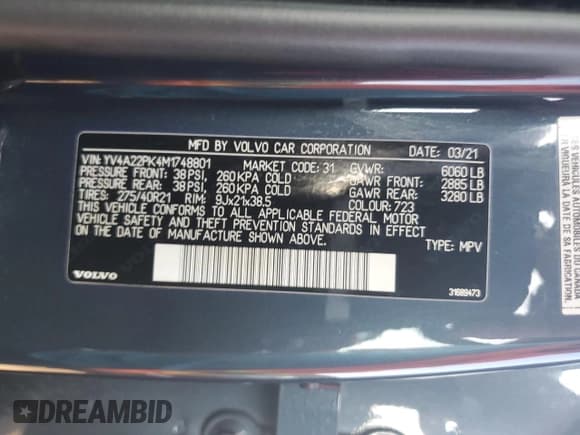 ✅ 2021 Volvo XC90 Momentum • VIN: YV4A22PK4M1748801 • Lot: 67520785. Listed on Copart with 41,239 mi. Free auction sales archive from the USA and detailed vehicle history report at DreamBid. Image 14.