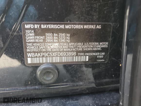 ✅ 2015 BMW 5 Series 550i xDrive • VIN: WBAKP9C5XFD693898 • Lot: 90225355. Listed on Copart with 124,364 mi. Free auction sales archive from the USA and detailed vehicle history report at DreamBid. Image 13.